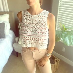 White crochet crop